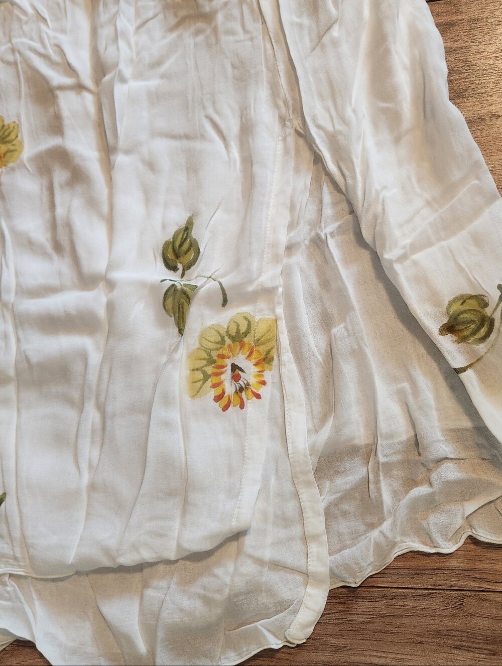 Vintage Wind River Juniors Large White Floral Lined Front Slit High Rise Skirt - Picture 3 of 4